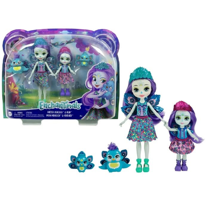 Куклы «Энчантималс. Пэттер Павлина с сестричкой и питомцами», набор 2 куклы, 2 питомца