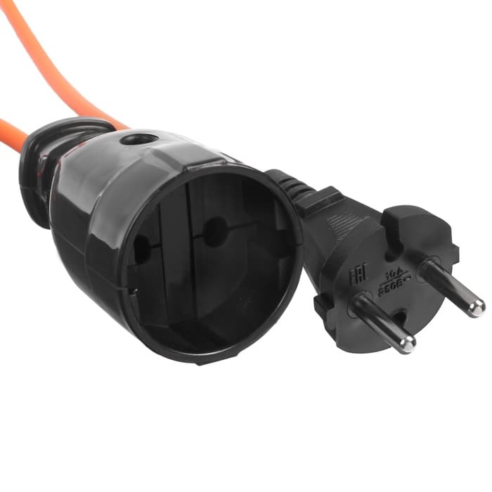 Удлинитель на рамке Luazon Lighting ECO, 1 розетка, ПВС 2×0.75, 6 А, 1300 Вт, IP 20, 20 м, Оранжевый