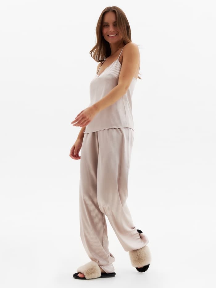 Брюки домашние женские MINAKU: Home collection, бежевые, размер 46