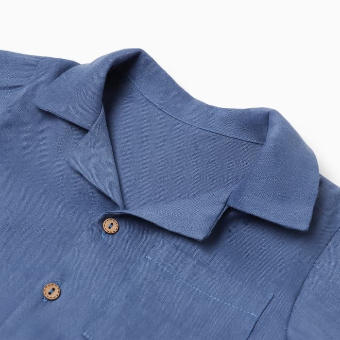 Рубашка для мальчика «Крошка Я» Linen, рост 86-92, синяя
