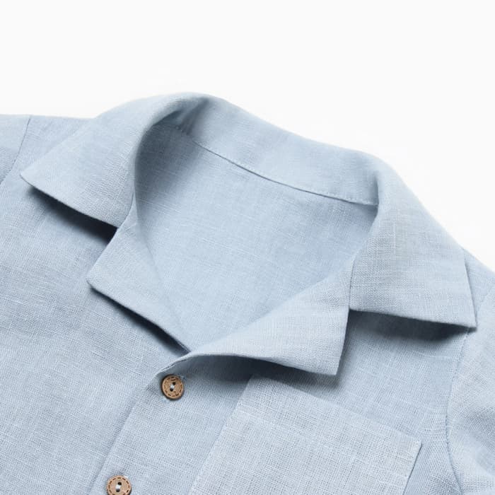 Рубашка для мальчика «Крошка Я» Linen, рост 92-98 см, голубая