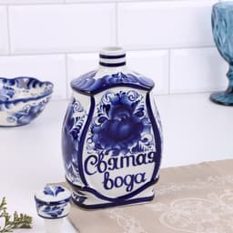 Штоф гжель «Святая вода», бело-синий, керамика,