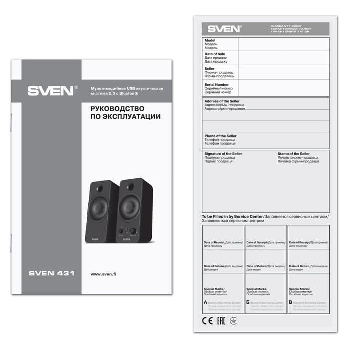 Колонки Sven 431, формат акустики 2.0, 6 Вт, Bluetooth, USB, чёрные