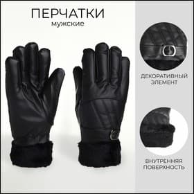 Перчатки мужские, безразмерные, с утеплителем, чёрная