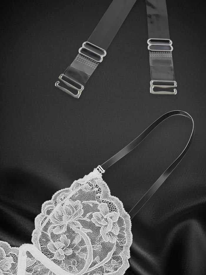 Лямки для бюстгальтера, силиконовые, фурнитура металл, 1.5 см, 37 см, пара, прозрачные