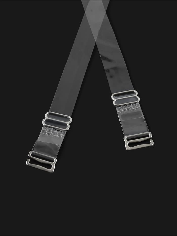 Лямки для бюстгальтера, силиконовые, фурнитура металл, 1.5 см, 37 см, пара, прозрачные