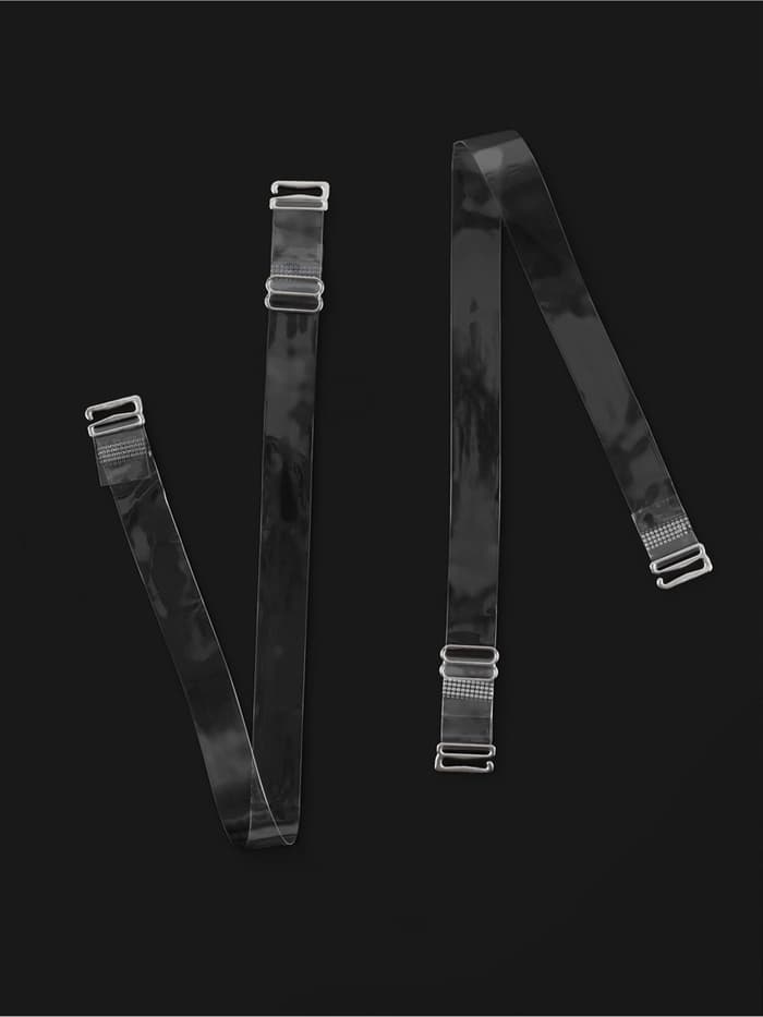Лямки для бюстгальтера, силиконовые, фурнитура металл, 1.5 см, 37 см, пара, прозрачные