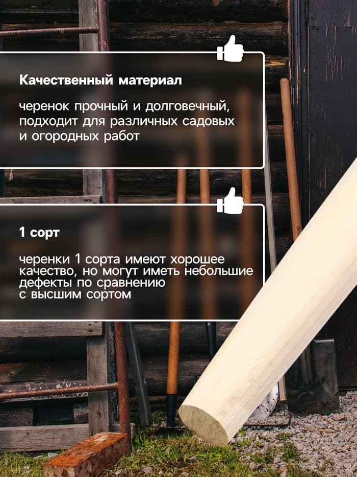 Черенок берёзовый, d=40 мм, длина 120 см, 1 сорт, Greengo
