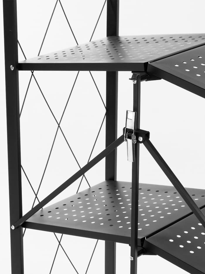 Стеллаж складной на колесах, 5 полок, 72×36×162.5 см, чёрный матовый