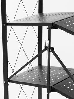 Стеллаж складной на колесах, 5 полок, 72×36×162.5 см, чёрный матовый