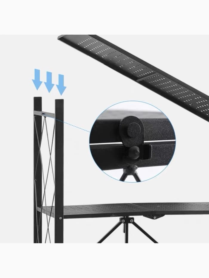 Стеллаж складной на колесах, 5 полок, 72×36×162.5 см, чёрный матовый