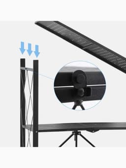 Стеллаж складной на колесах, 5 полок, 72×36×162.5 см, чёрный матовый