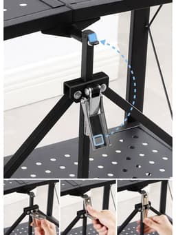 Стеллаж складной на колесах, 5 полок, 72×36×162.5 см, чёрный матовый