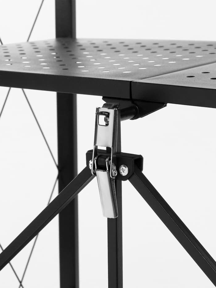 Стеллаж складной на колесах, 5 полок, 72×36×162.5 см, чёрный матовый