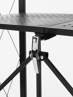 Стеллаж складной на колесах, 5 полок, 72×36×162.5 см, чёрный матовый