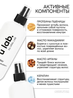 Спрей для волос термозащита «Блеск и Питание», цветочный аромат, 300 мл, ULAB