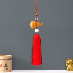 Подвеска дерево, текстиль «Тыква горлянка и лотос», красно-коричневый, 6×28 см