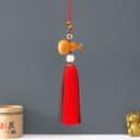 Подвеска дерево, текстиль «Тыква горлянка и лотос», красно-коричневый, 6×28 см