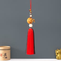 Подвеска дерево, текстиль «Тыква горлянка и лотос», красно-коричневый, 6×28 см