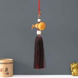 Подвеска дерево, текстиль «Тыква горлянка и лотос», красно-коричневый, 6×28 см