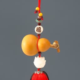 Подвеска дерево, текстиль «Тыква горлянка и лотос», красно-коричневый, 6×28 см