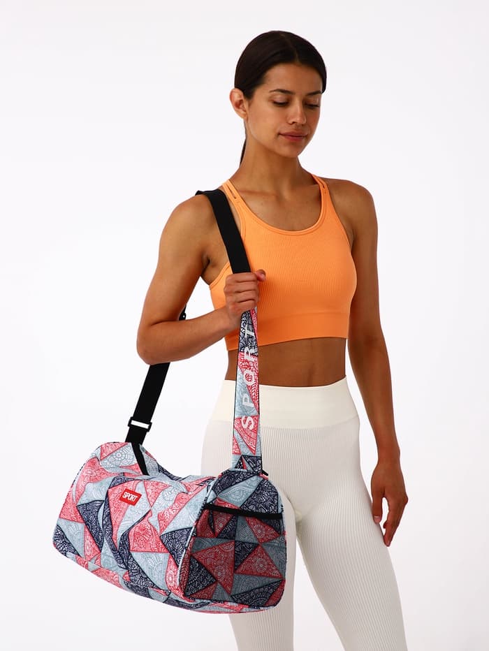 Сумка спортивная на молнии TEXTURA, боковой карман-сетка, регулируемый ремень, средний размер, красная