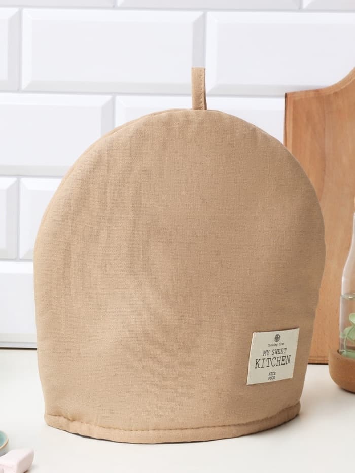 Грелка на чайник Этель ECO, бежевая, 28×28 см, 70% хлопок, 30% лён, 190 г/м²