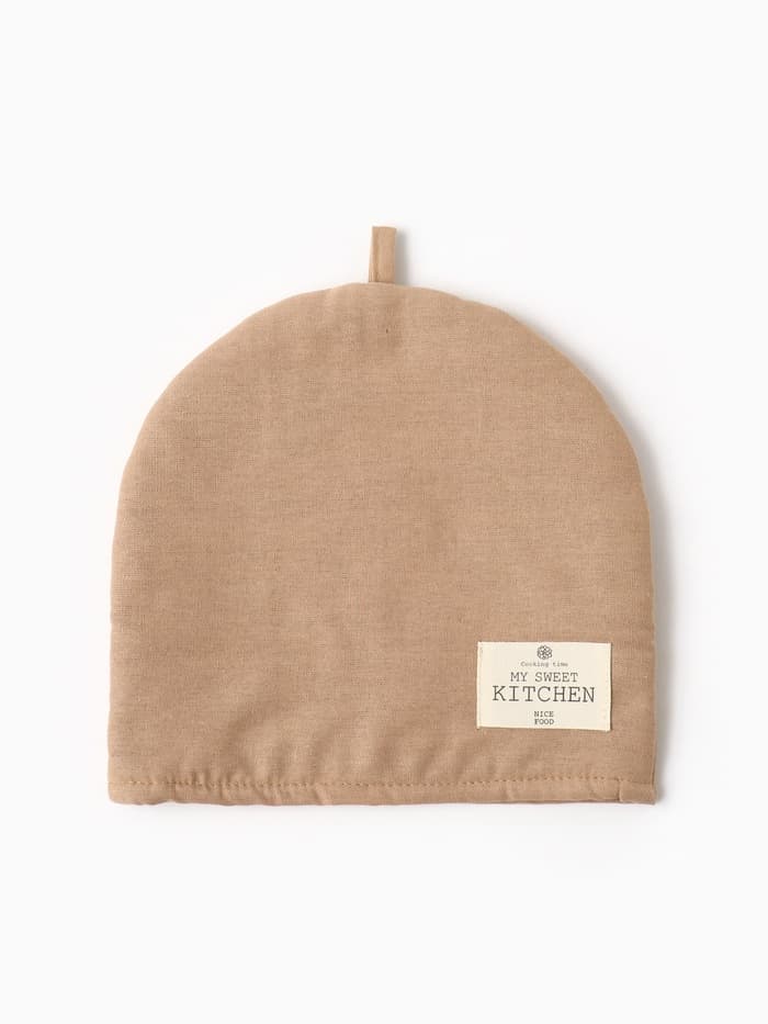 Грелка на чайник Этель ECO, бежевая, 28×28 см, 70% хлопок, 30% лён, 190 г/м²