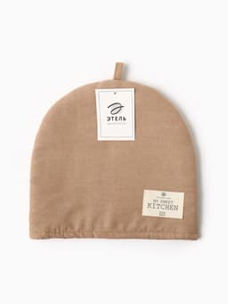 Грелка на чайник Этель ECO, бежевая, 28×28 см, 70% хлопок, 30% лён, 190 г/м²