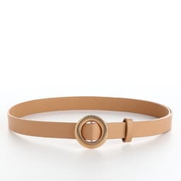 Ремень женский тонкий, 110×1.9 см, круглая пряжка металл, золотистая, бежевый