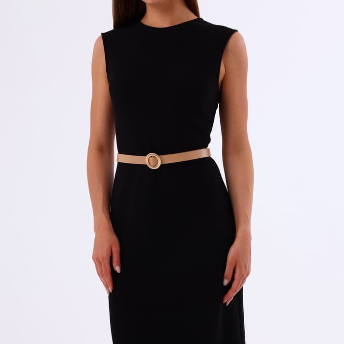 Ремень женский тонкий, 110×1.9 см, круглая пряжка металл, золотистая, бежевый