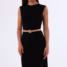 Ремень женский тонкий, 110×1.9 см, круглая пряжка металл, золотистая, бежевый