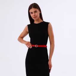 Ремень женский тонкий, с винтом, 110×2 см, пряжка металл, серебристая, красный