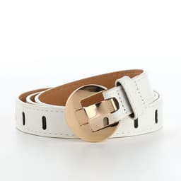 Ремень женский, 110×2.5 см, пряжка металл, золотистая, белый