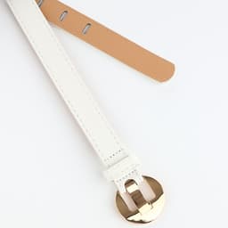 Ремень женский, 110×2.5 см, пряжка металл, золотистая, белый