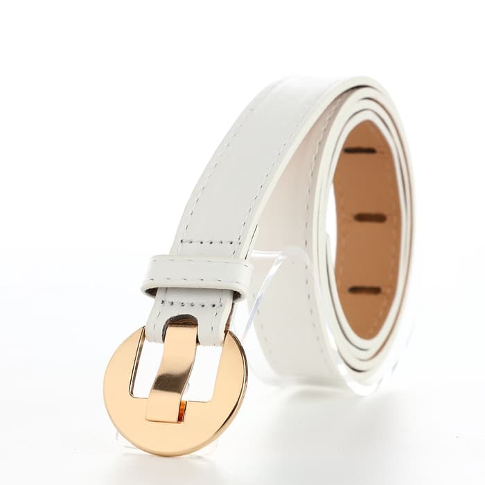 Ремень женский, 110×2.5 см, пряжка металл, золотистая, белый