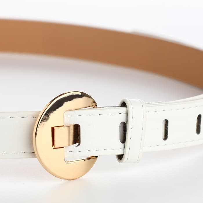 Ремень женский, 110×2.5 см, пряжка металл, золотистая, белый