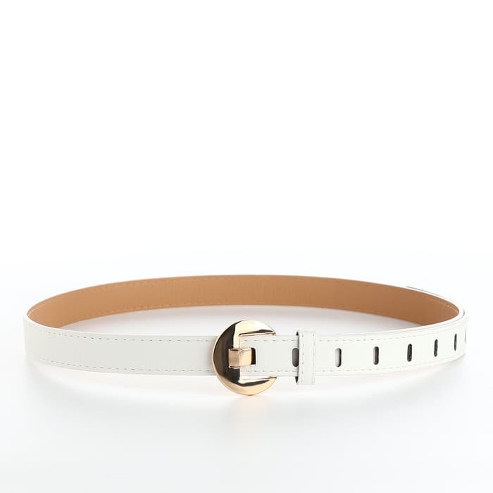 Ремень женский, 110×2.5 см, пряжка металл, золотистая, белый