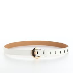 Ремень женский, 110×2.5 см, пряжка металл, золотистая, белый