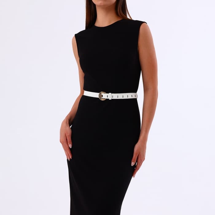 Ремень женский, 110×2.5 см, пряжка металл, золотистая, белый