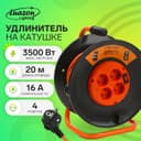 Удлинитель на катушке Luazon Lighting ЕСО, 4 розетки, 20 м, 16 А, ПВС 3×1.5 мм2, с з/к, IP 20, термовыключатель