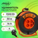 Удлинитель на катушке Luazon Lighting ЕСО, 4 розетки, 50 м, 16 А, ПВС 3×1.5 мм2, с з/к, IP 20, термовыключатель