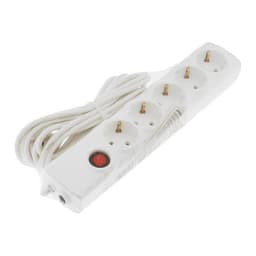 Сетевой фильтр Luazon Lighting, 5 розеток, 5 м, 2200 Вт, 3х0.75 мм2, 10 A, 220 В, c предохранителем, белый