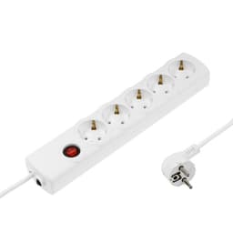 Сетевой фильтр Luazon Lighting, 5 розеток, 5 м, 3500 Вт, 3×1 мм2, 16 A, 220 В, c предохранителем, белый