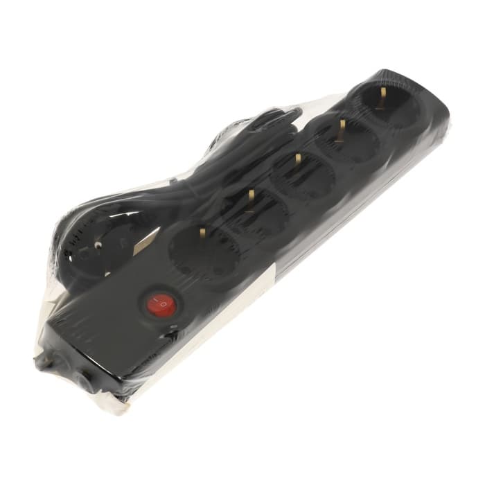 Сетевой фильтр Luazon Lighting, 5 розеток, 3 м, 3500 Вт, 3×1 мм2, 16 A, 220 В, c предохранителем, черный
