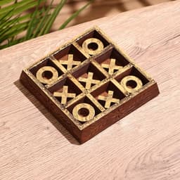 Игра настольная «Крестики-нолики», 13×13 см, дерево шишам, латунь