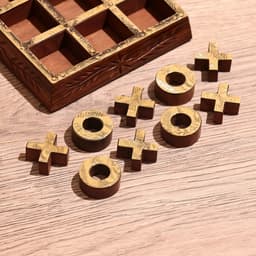 Игра настольная «Крестики-нолики», 13×13 см, дерево шишам, латунь