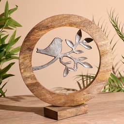 Сувенир интерьерный в деревянном кольце «Птичка», 30×8×33 см