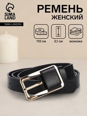 Ремень женский, 110×2.1 см, с винтом, пряжка металл, золотистая, чёрный