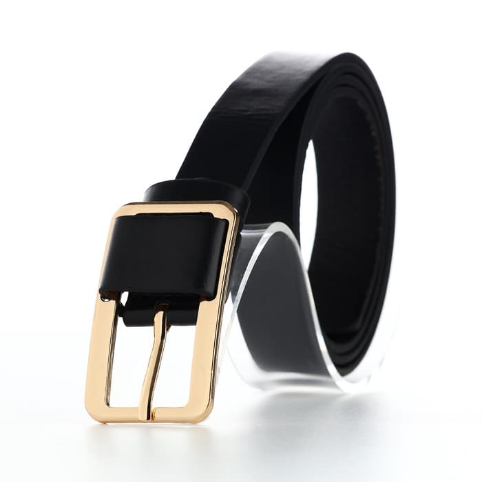 Ремень женский, 110×2.1 см, с винтом, пряжка металл, золотистая, чёрный